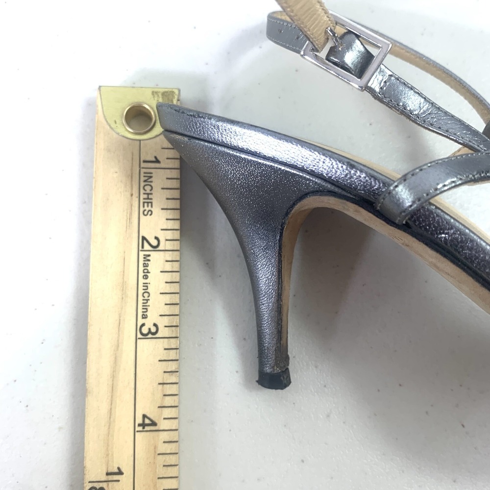 kate spade new york Heels Womens 7B Silver Good Slingback Stiletto Italy - Picture 12 of 12